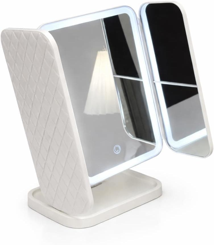 مراة مكياج باضاءة LED، تحكم باللمس، حامل قابل للتعديل،