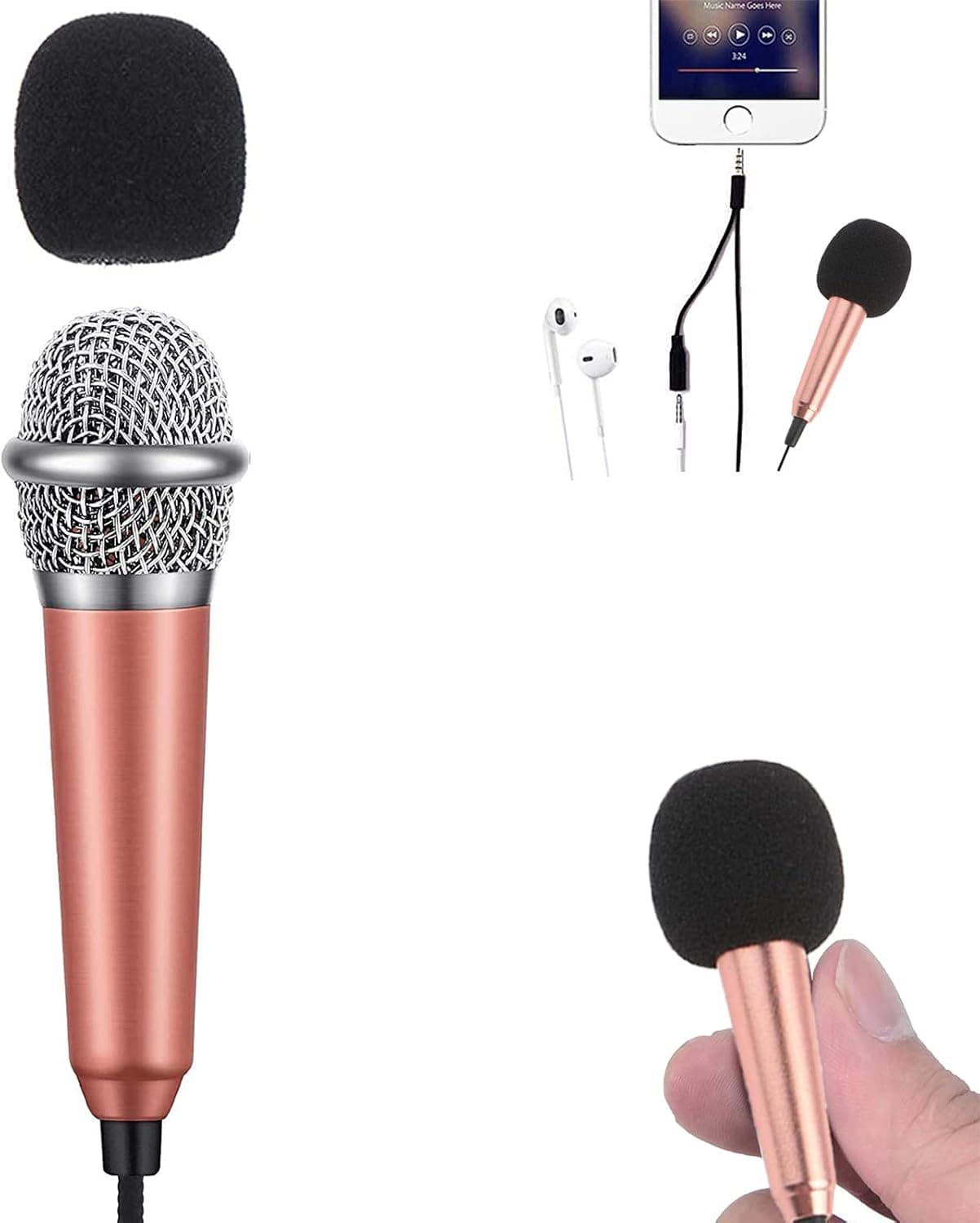 ميكروفون صغير من فيكزون للكاريوكي سلكي معدني محمول