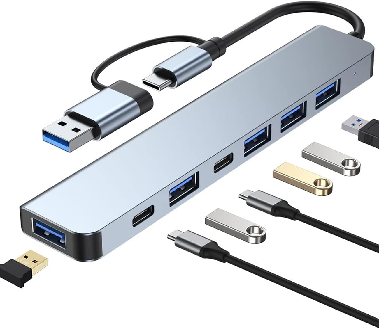 موزع USB C 3.0، محول سي ار تي اي بي اس 7 في 2 متعدد