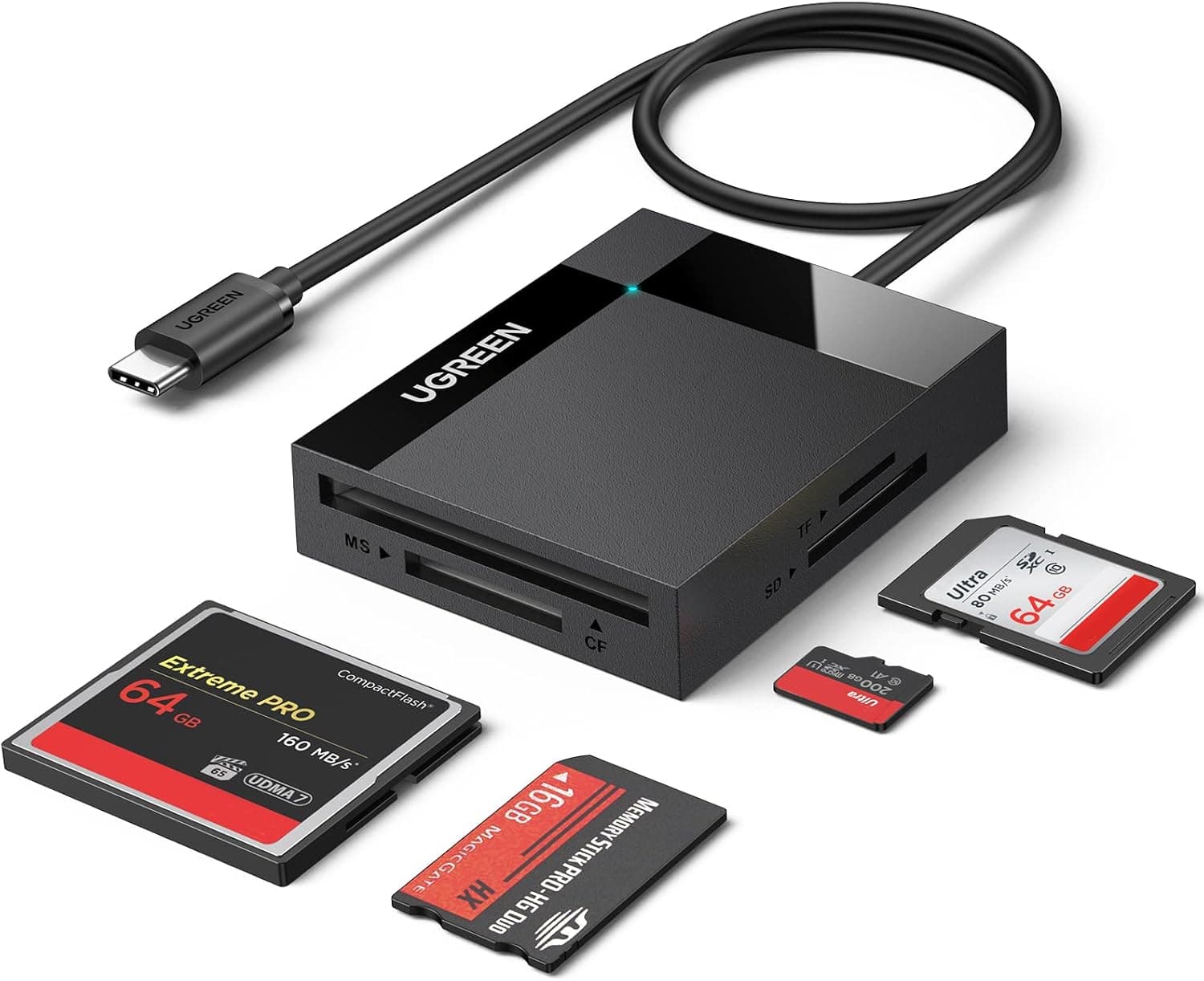 يوجرين قارئ بطاقات SD، محول 4 في 1 USB C الى بطاقة SD،
