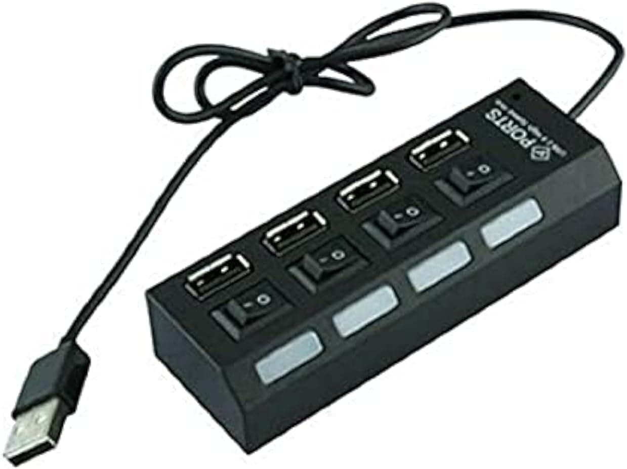 موزع USB 2 مع 4 منافذ عالي السرعة مفتاح تشغيل-ايقاف
