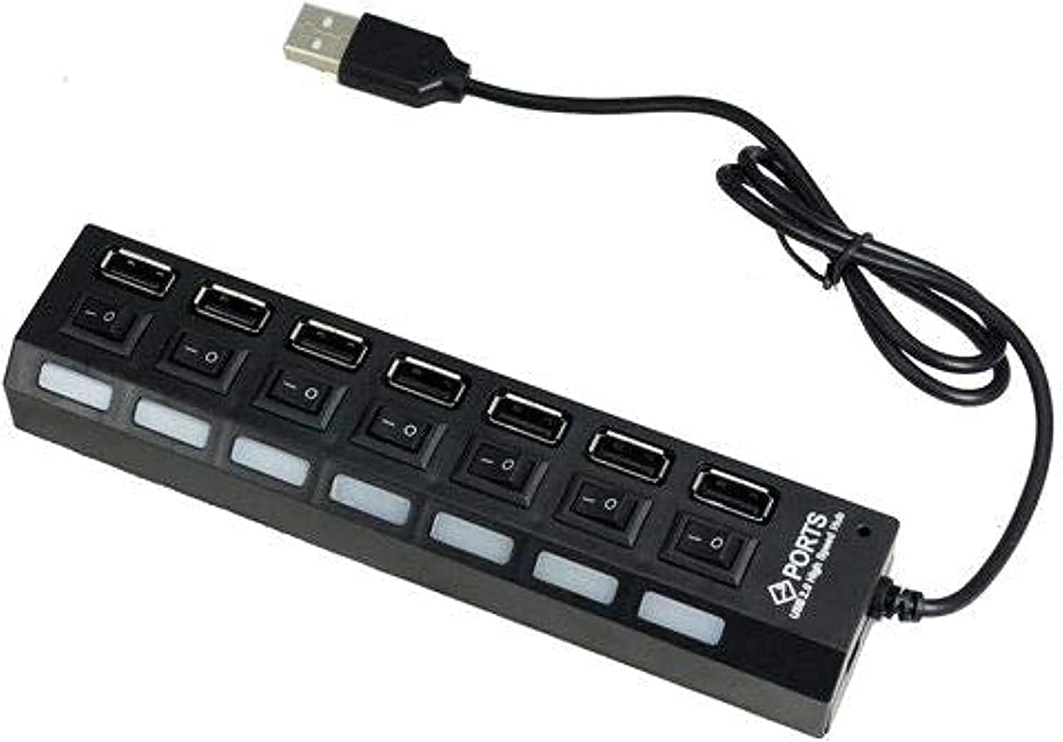 موزع USB بـ7 منافذ، أسود